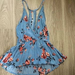 Light Blue Floral Racer Back